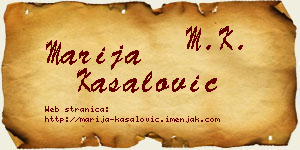 Marija Kasalović vizit kartica